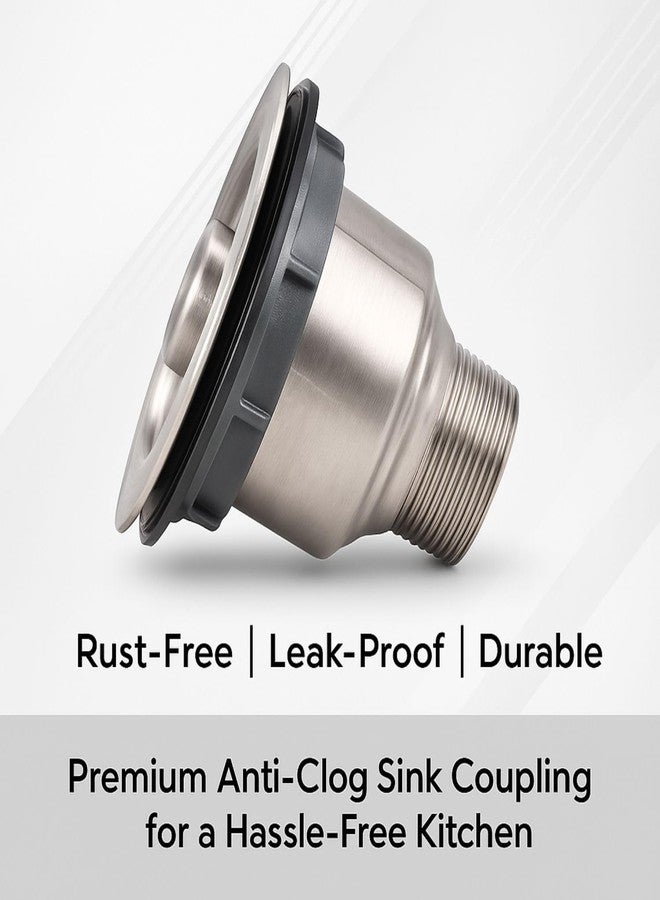 Prem's 4-Inch Stainless Steel Sink Waste Coupling with Under Basket | 304 Grade Kitchen Drain Jali for Basin Outlet | Rust-Proof | Plastic Threade Tightening Made in India - Image 2